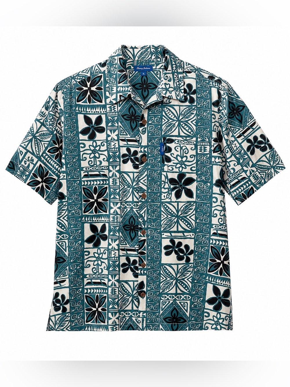Aisokulo Men's XL Short Sleeve Button Front Hawaiian Shirt Tropical Print